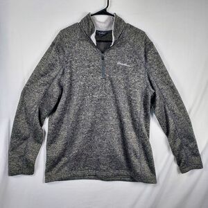 Eddie Bauer Mens XL Gray 1/4 Zip Pullover Sweater Fleece Lined Warm Jacket